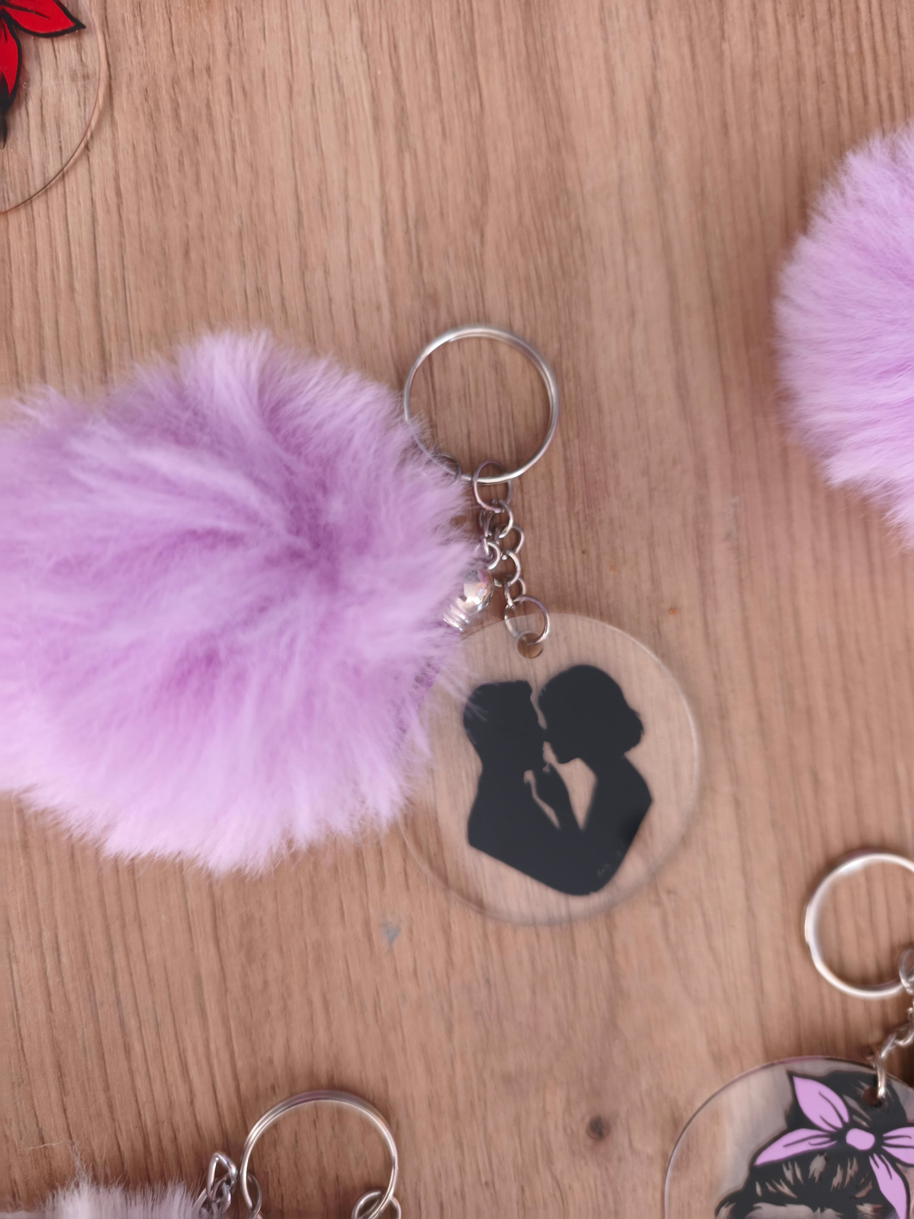 Porte-clés Acrylique & Pompom - Fait Main