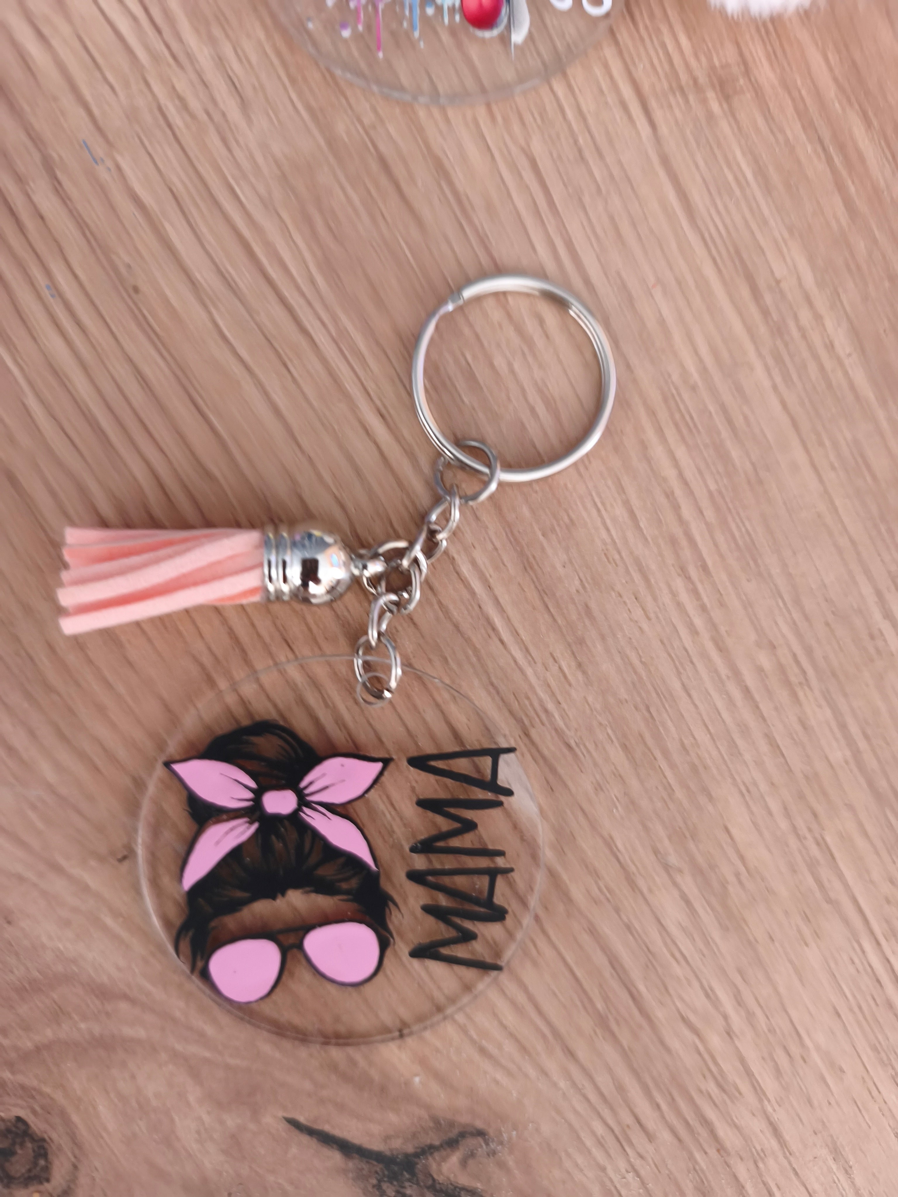 Porte-clés Acrylique & Pompom - Fait Main