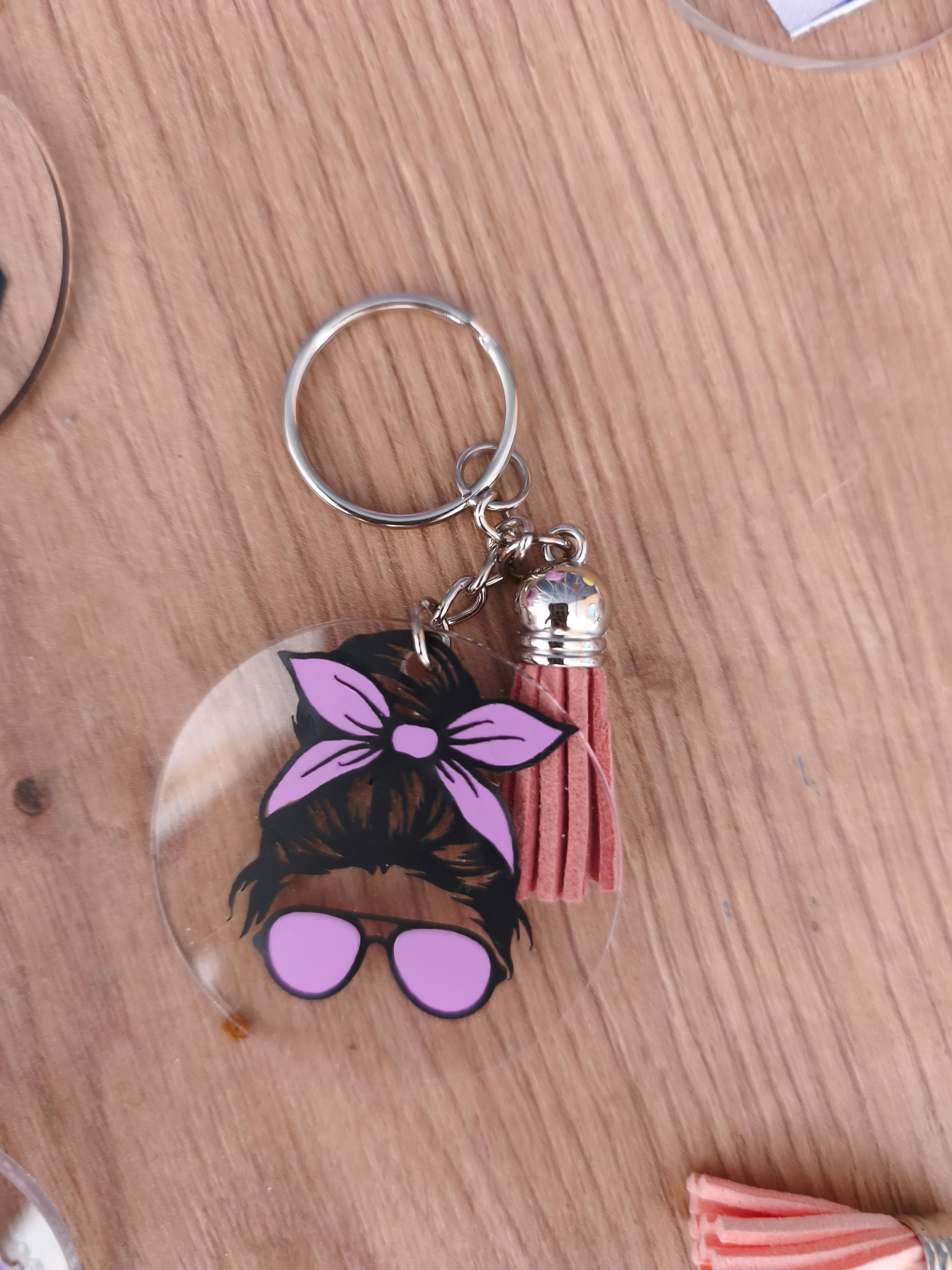 Porte-clés Acrylique & Pompom - Fait Main
