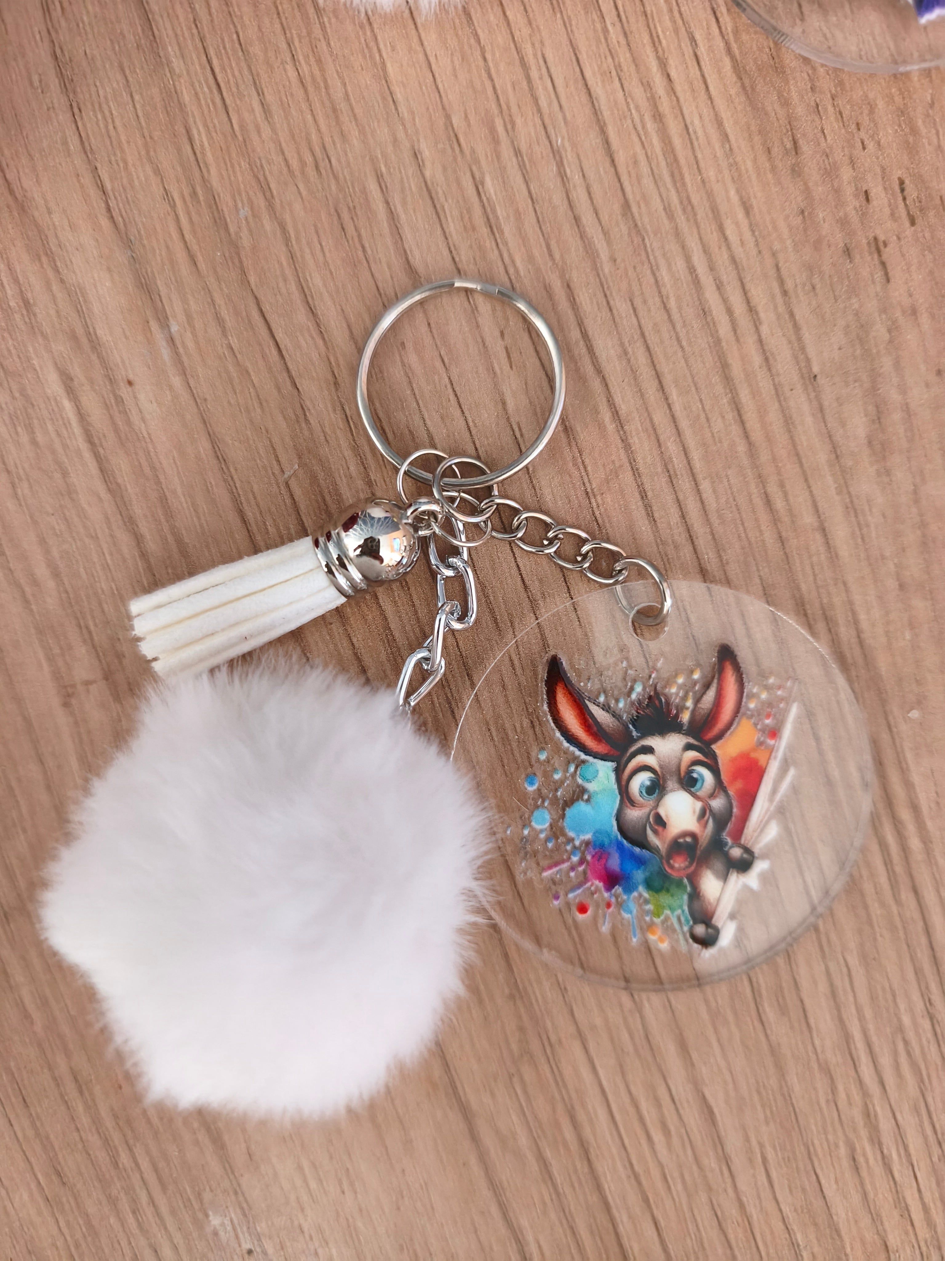 Porte-clés Acrylique & Pompom - Fait Main