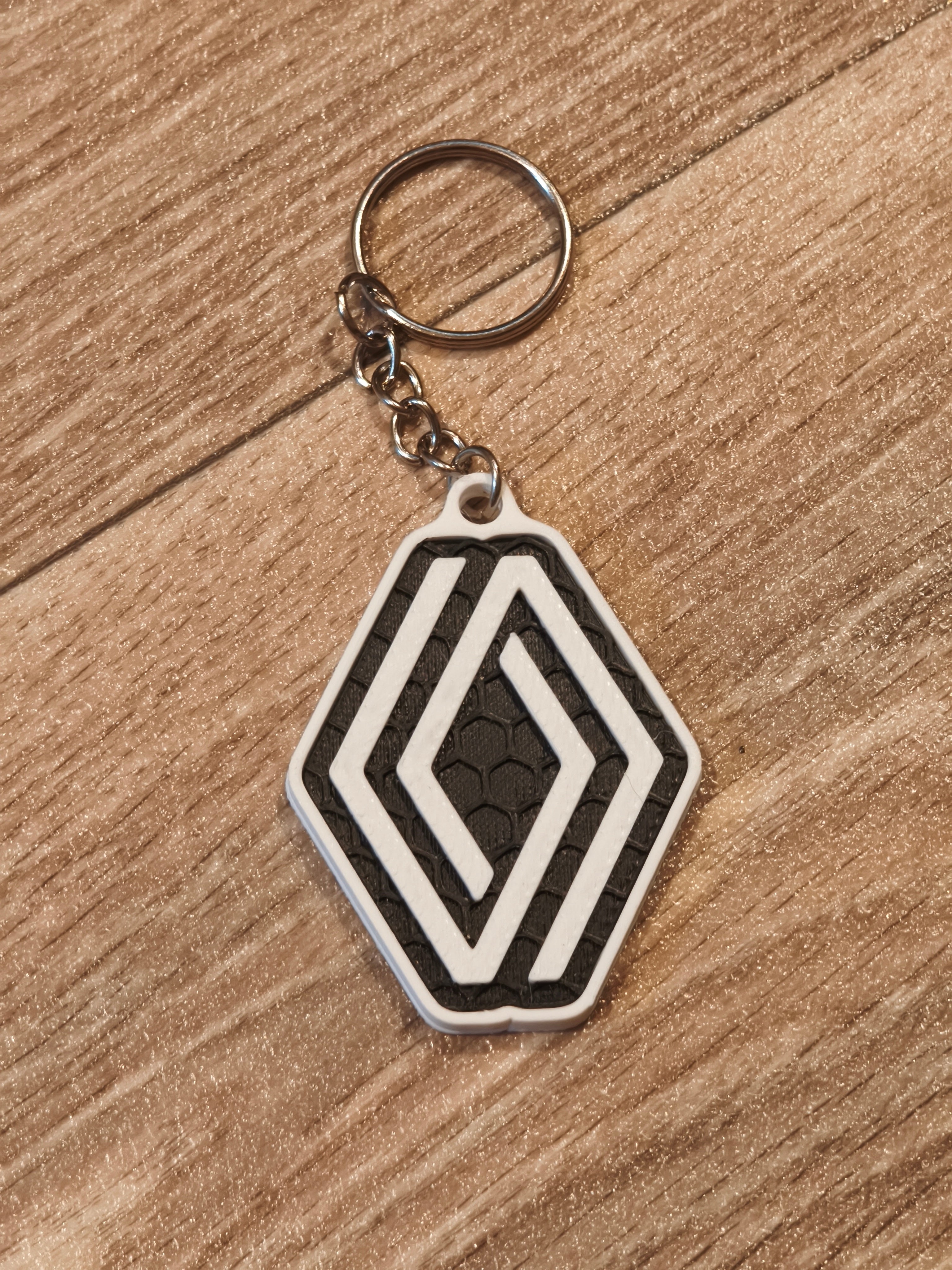 Porte-clé impression 3D bicolore Renault - Noir et Blanc