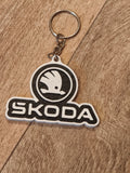 Porte-clé impression 3D bicolore Skoda - Noir et Blanc